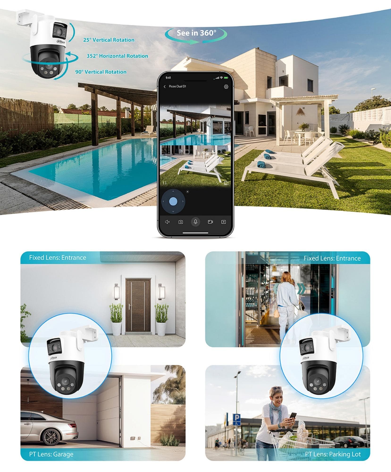 Vista complementaria de instalacion de camara Wi-Fi dual